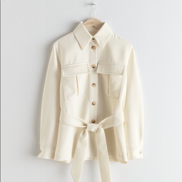 Cream Belted Workwear Jacket | Poshmark